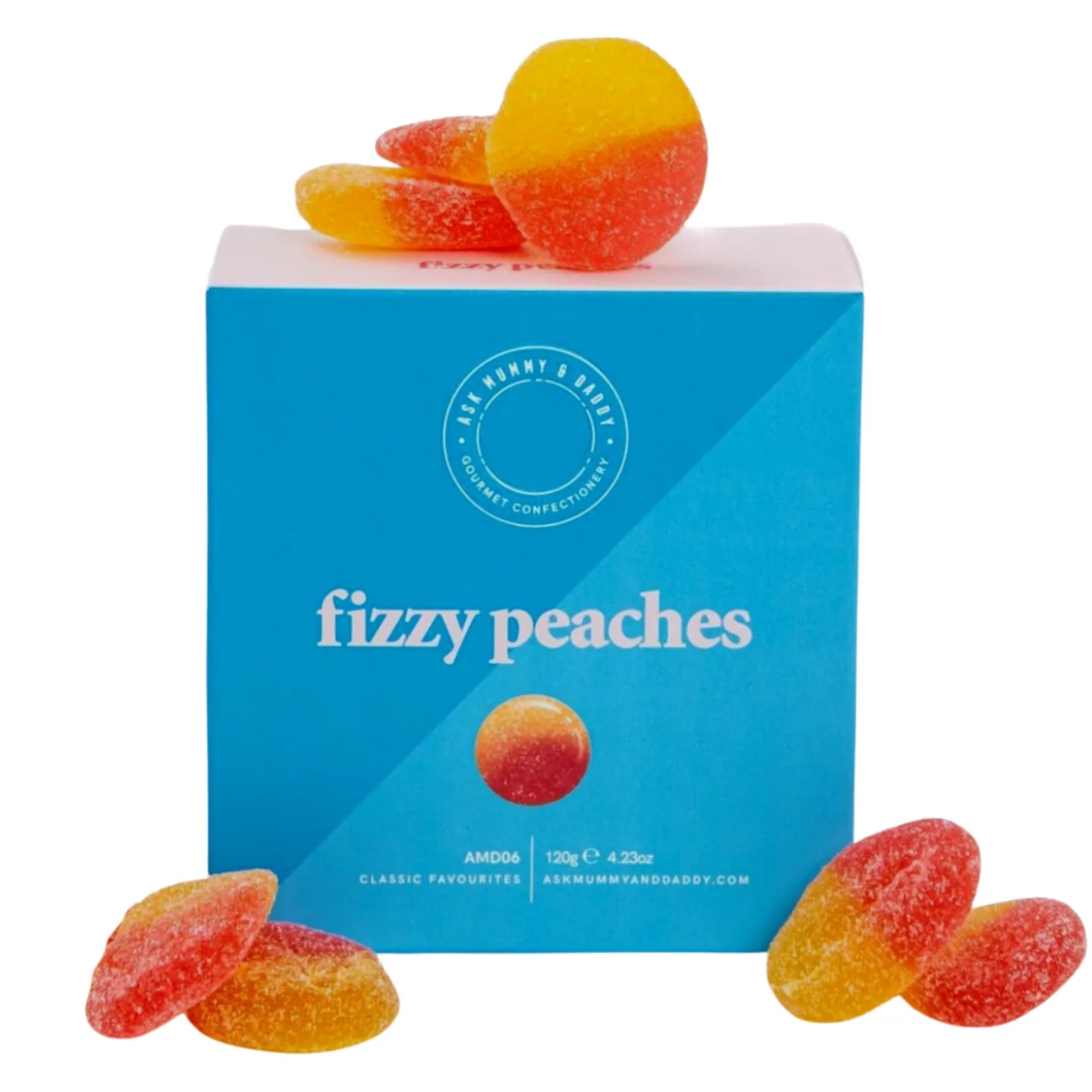 Fizzy peach sweets